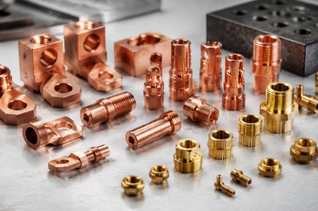 Copper and brass materials for conductive custom parts