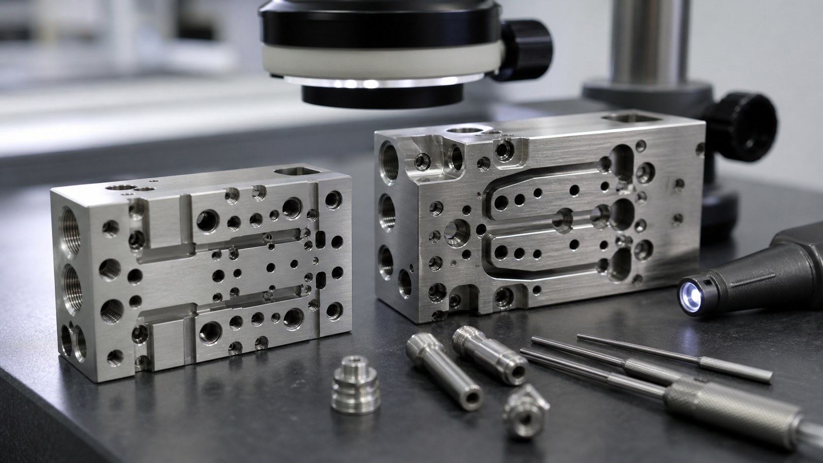 Micro ports and cross holes require process planning