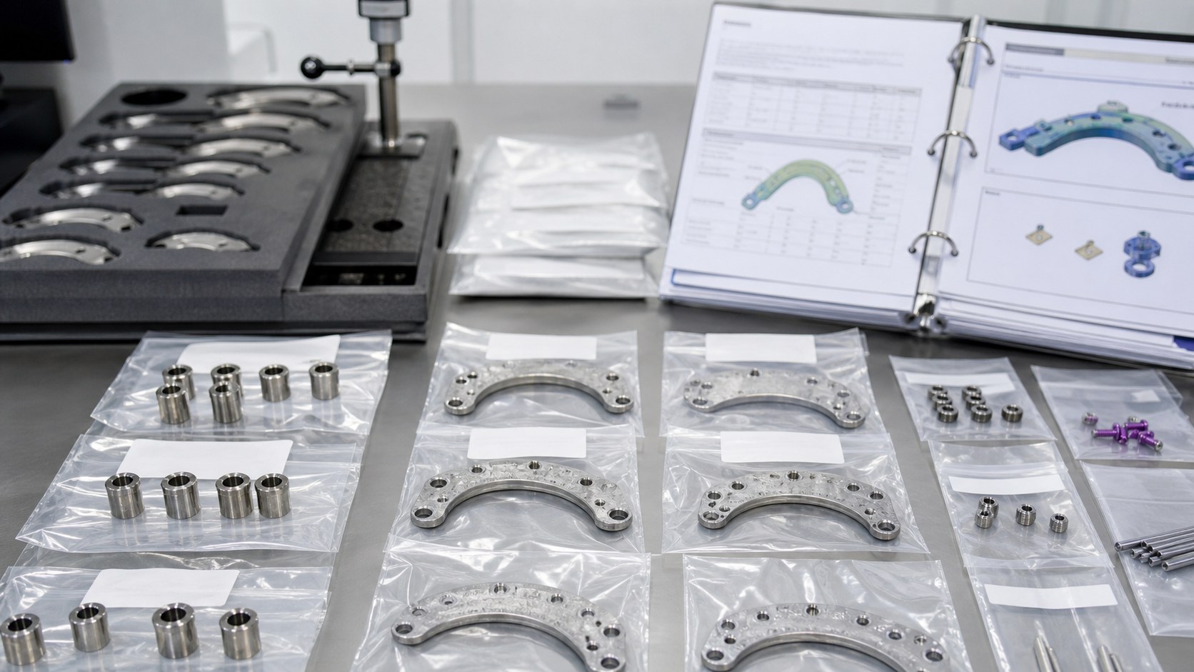 Clean packaging and traceability labels for dental guide components