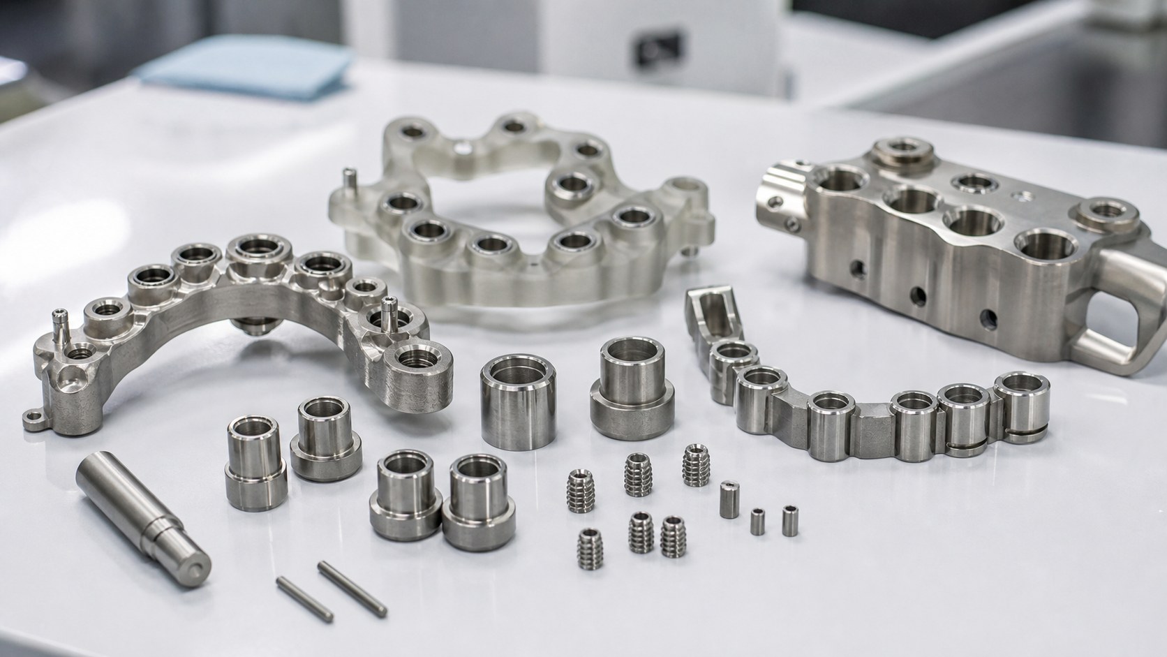 CNC machined dental implant surgical guide components and drill sleeves