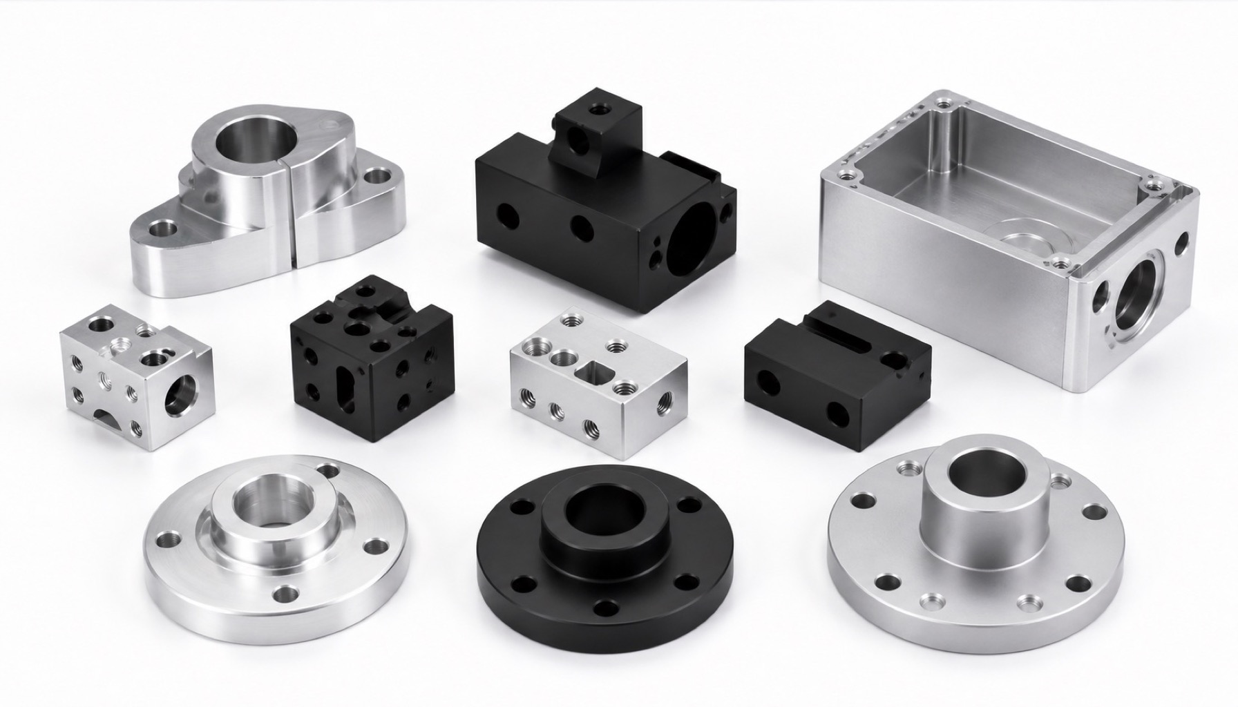 Finished anodized aluminum precision parts with controlled holes and functional faces