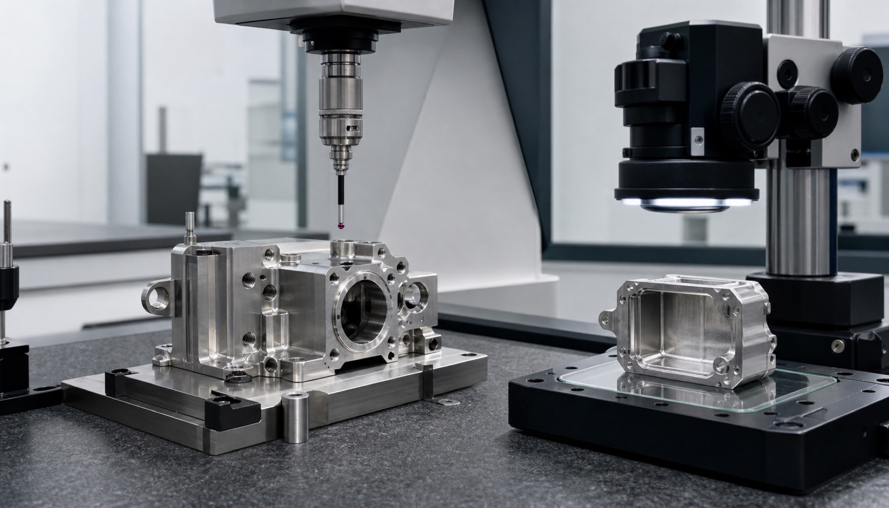 Inspection of hole burrs and datums on stainless steel precision parts