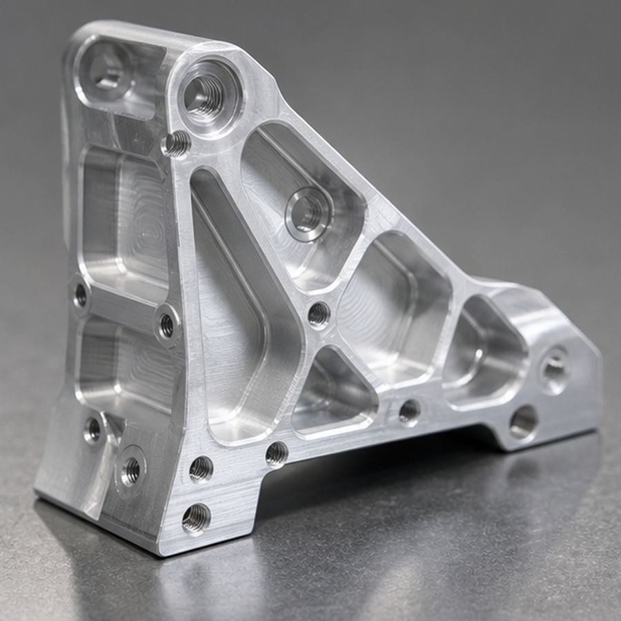 Lightweight aluminum robot bracket machined for functional testing