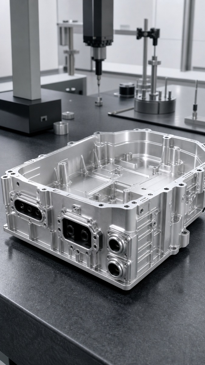 Thin-wall aluminum electronics housing with multiple connector openings