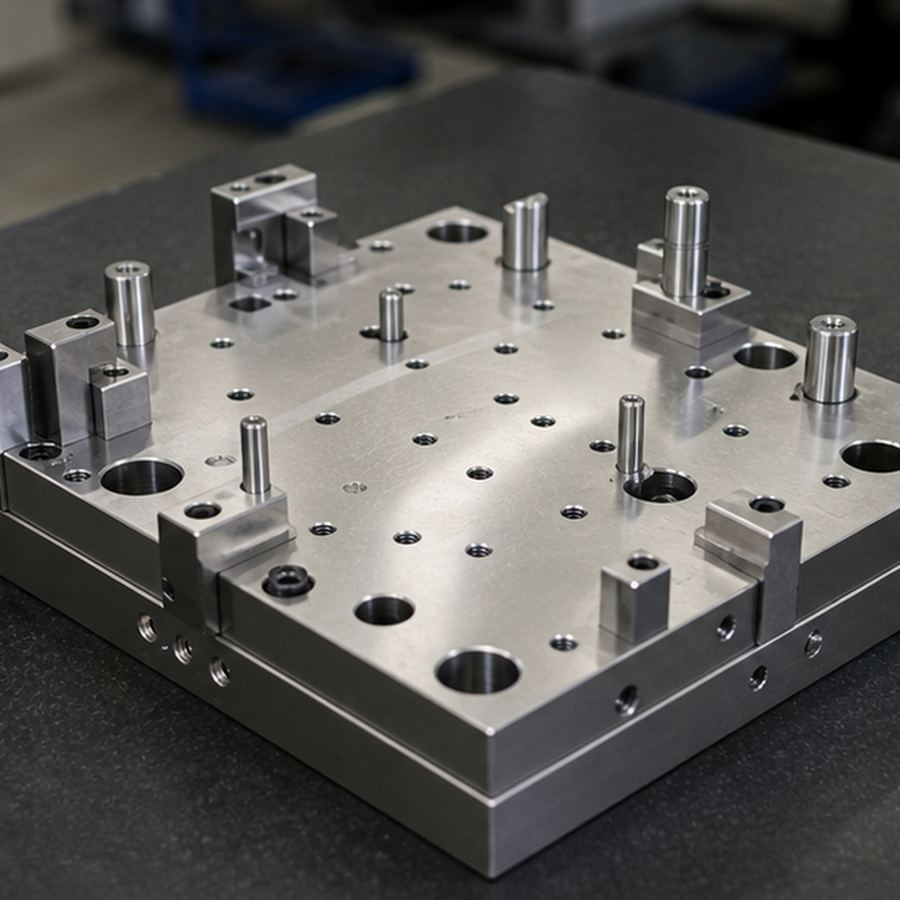 Inspection fixture with many precision holes for CMM position checks