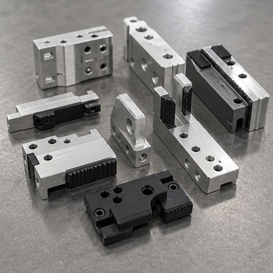 CNC machined serrated gripper jaw parts for end effectors