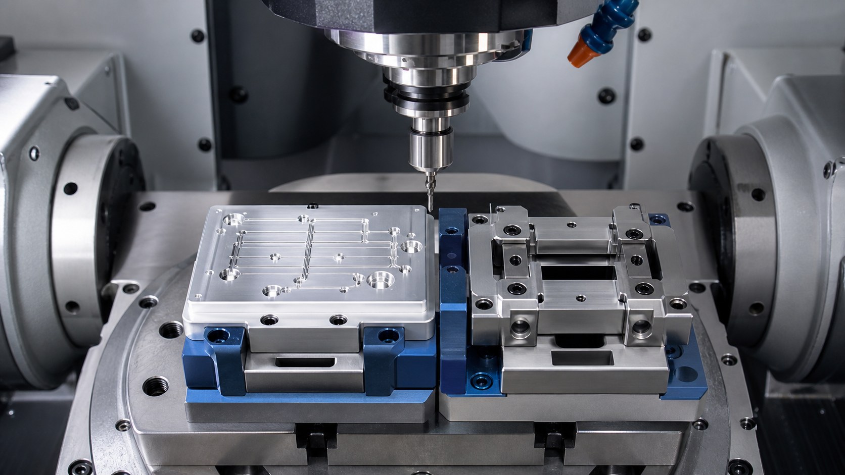 Five-axis fixturing for microfluidic medical manifold machining