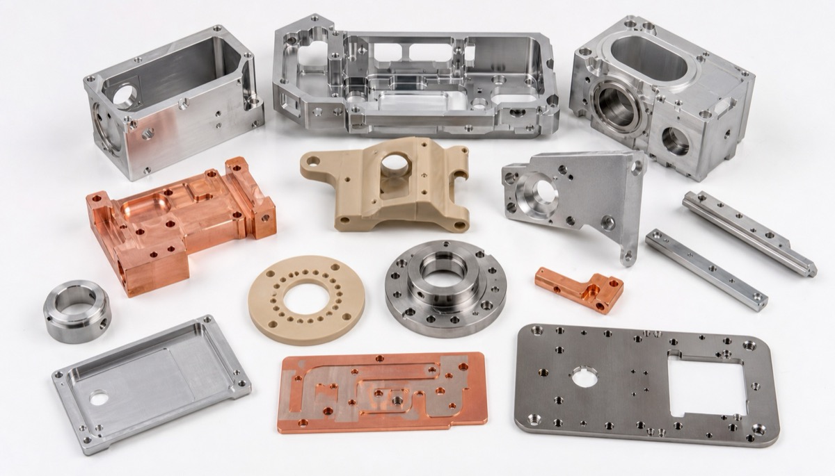Low-volume outsourced CNC parts in aluminum, copper, stainless steel and engineering plastic