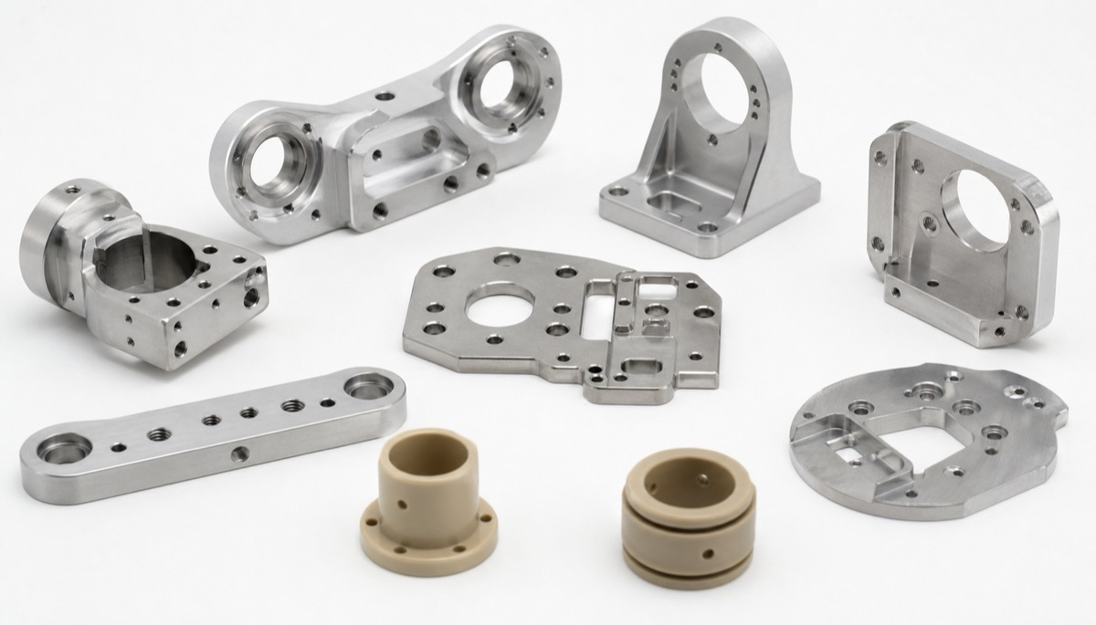 Low-volume robot precision parts made from aluminum, stainless steel and engineering plastics