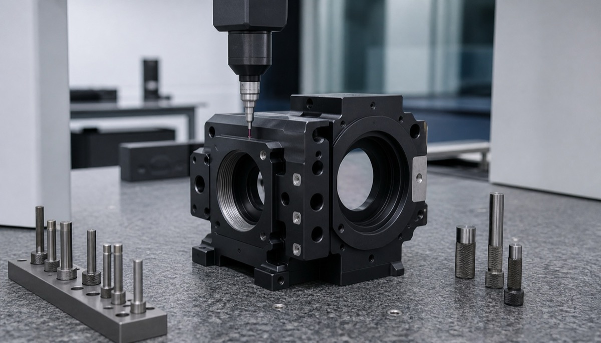 Inspecting black anodized optical aluminum housing after surface treatment