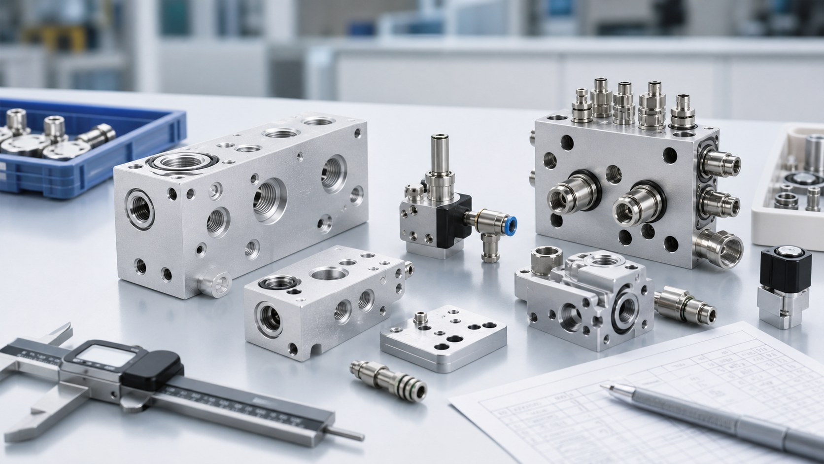 CNC machined ventilator and anesthesia machine pneumatic valve blocks