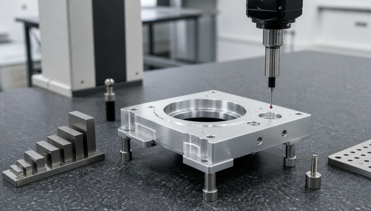 CMM inspection of optical lens mount flatness, step height and hole position