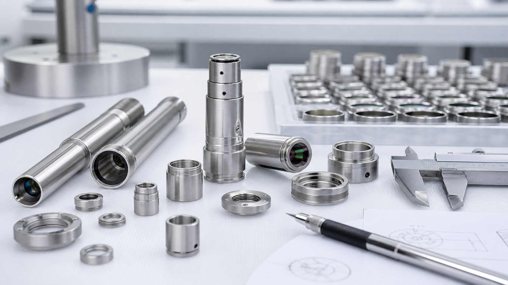 CNC machined medical endoscope optical barrels and lens holder components