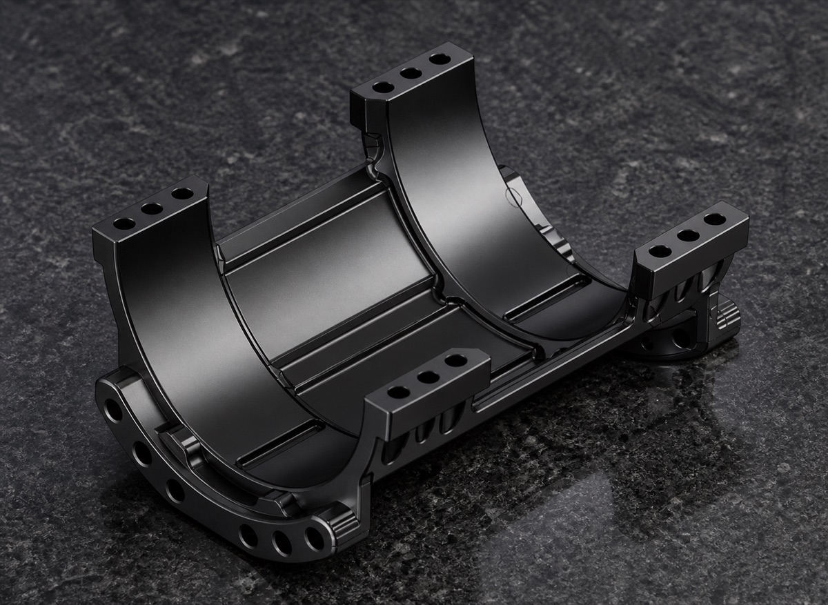 Black anodized aluminum waist support seat with saddle arc surfaces for humanoid robot