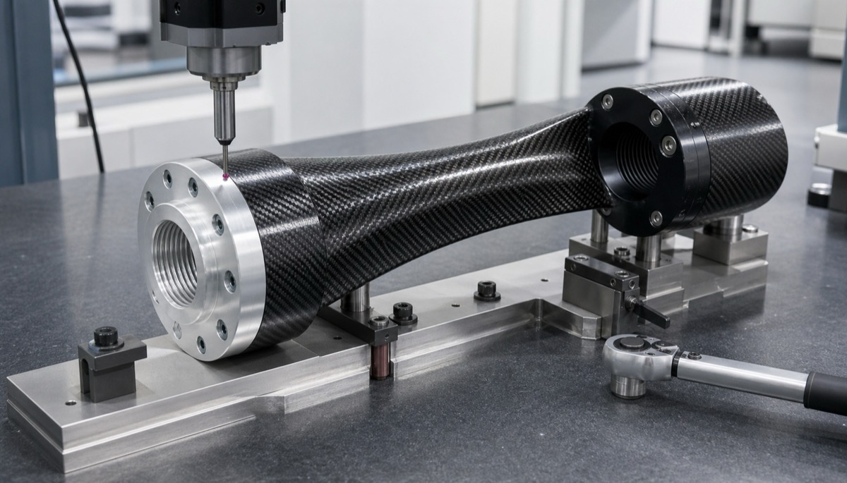 Inspection setup for carbon fiber arm aluminum insert machining