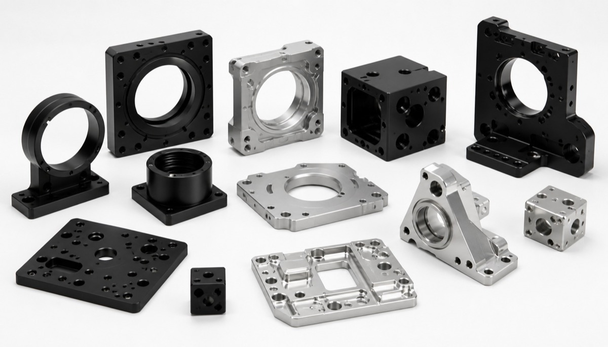 Optical housings, lens mounts and brackets with controlled surface finish