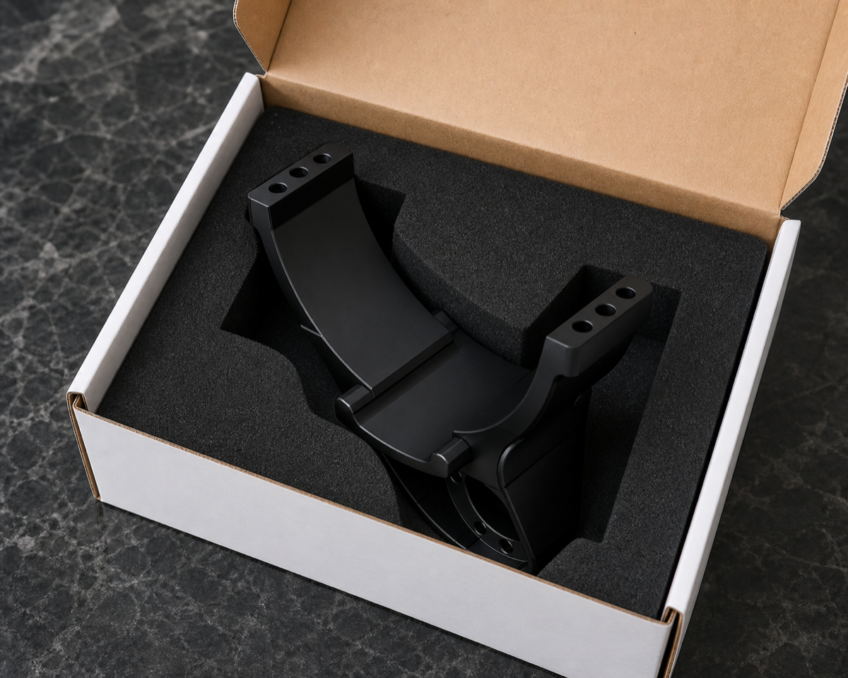 Protected packaging for a machined waist arc linkage component