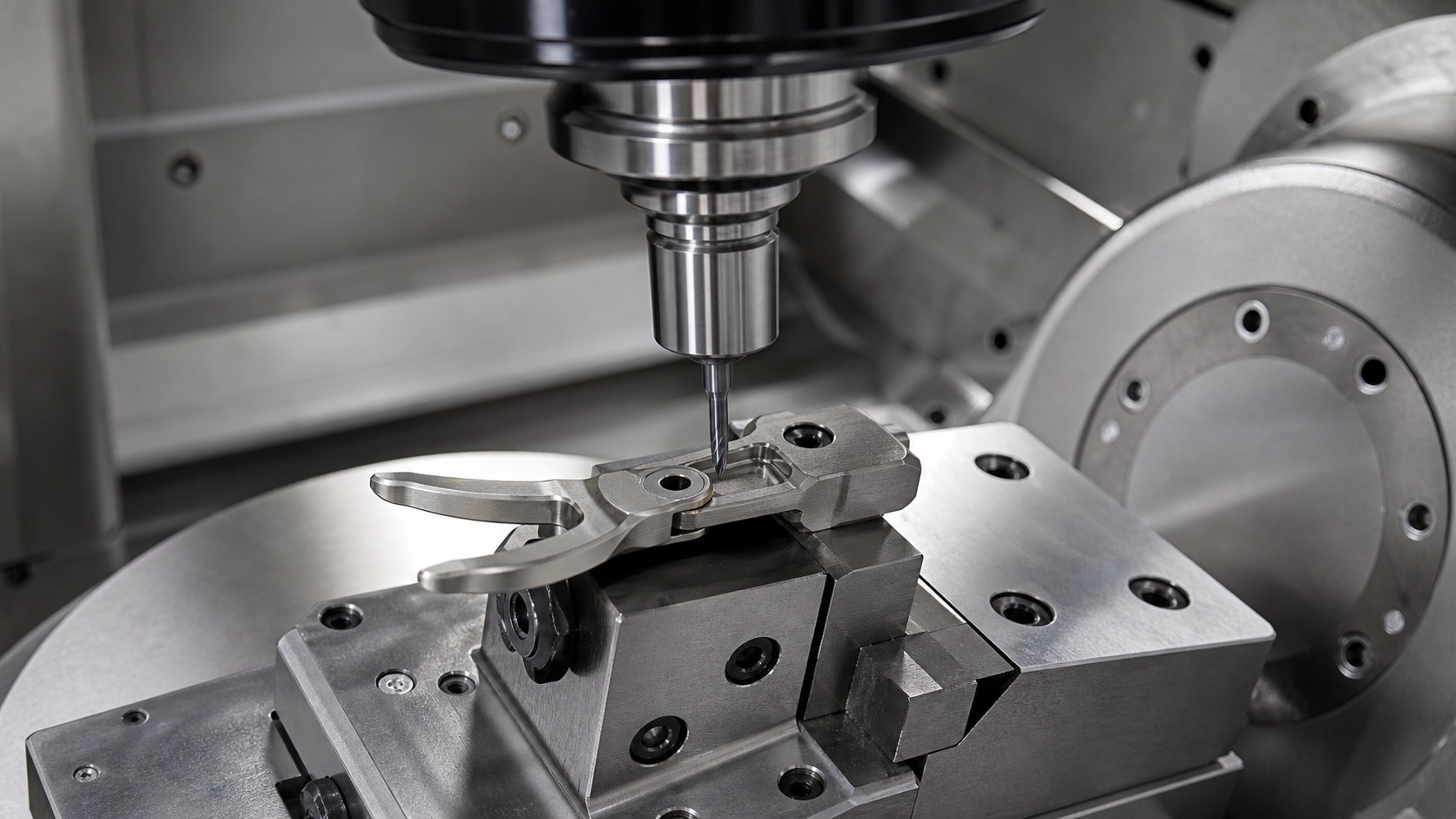 Five-axis CNC machining of a robotic surgical end effector blank