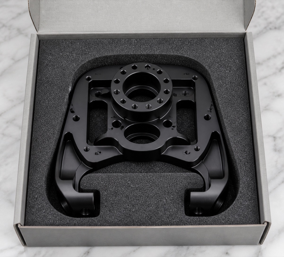 Foam packaging for black anodized humanoid robot waist linkage assembly
