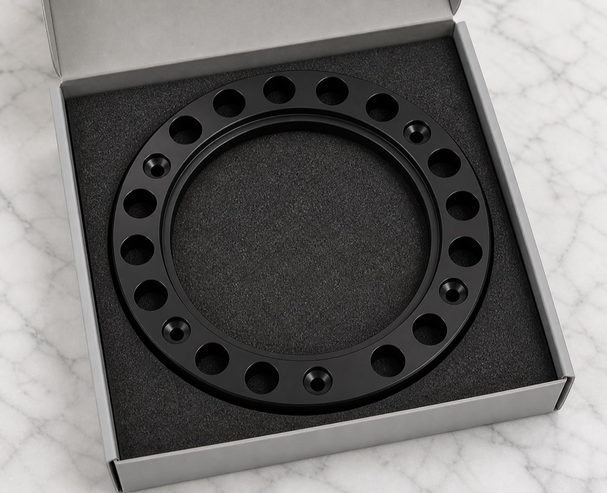Foam packaging for black anodized thin ring bearing press plate