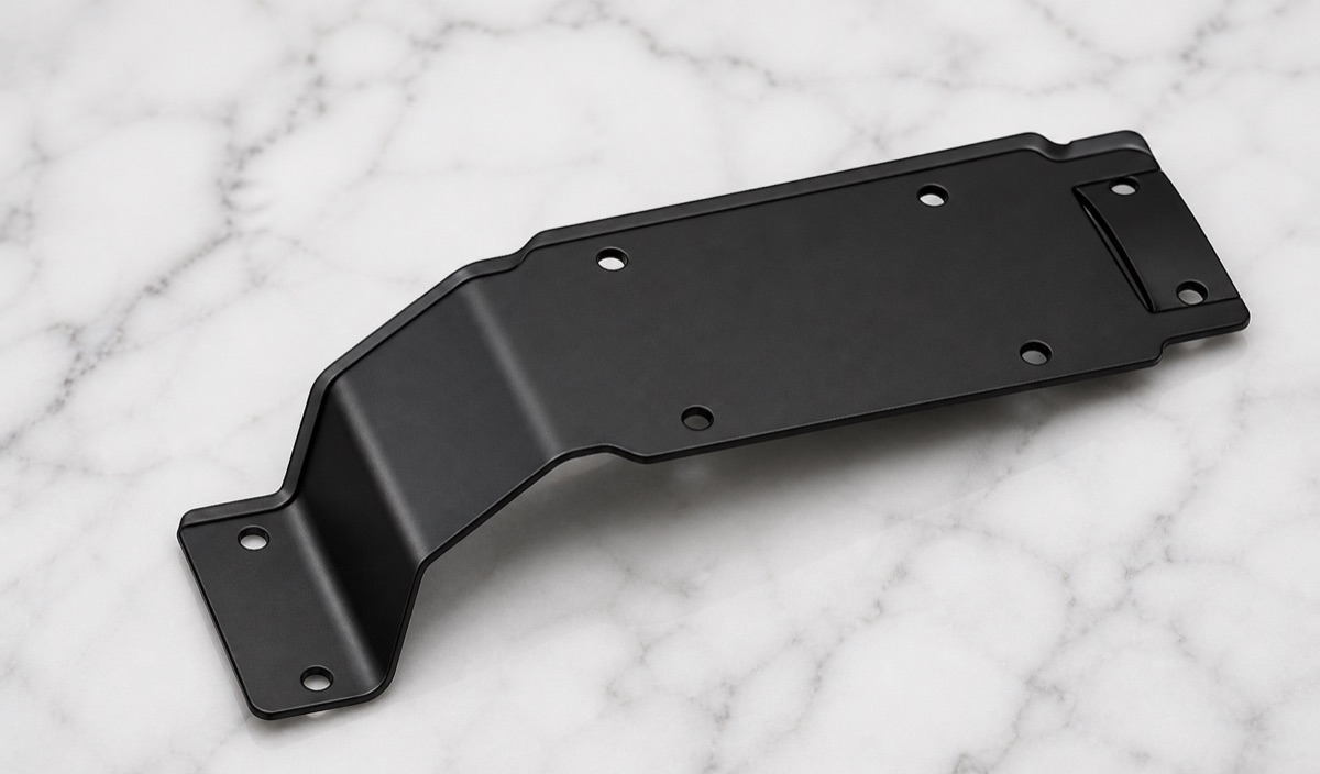 6061-T6 black anodized waist PCB bracket for humanoid robot with bend offset and mounting holes