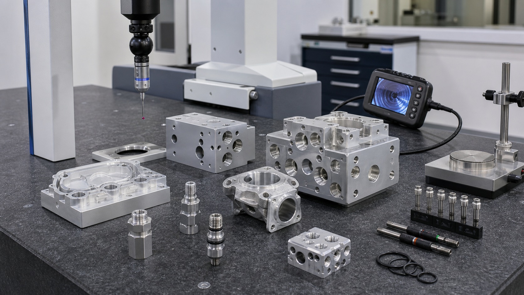 Inspection of dialysis fluid path CNC components and sealing features
