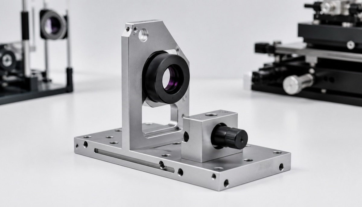 Optical assembly structure where mounting flatness and perpendicularity affect alignment