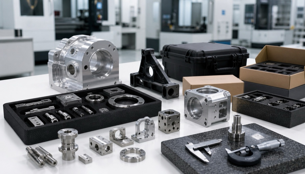 Assorted precision CNC machined components used for supplier capability review