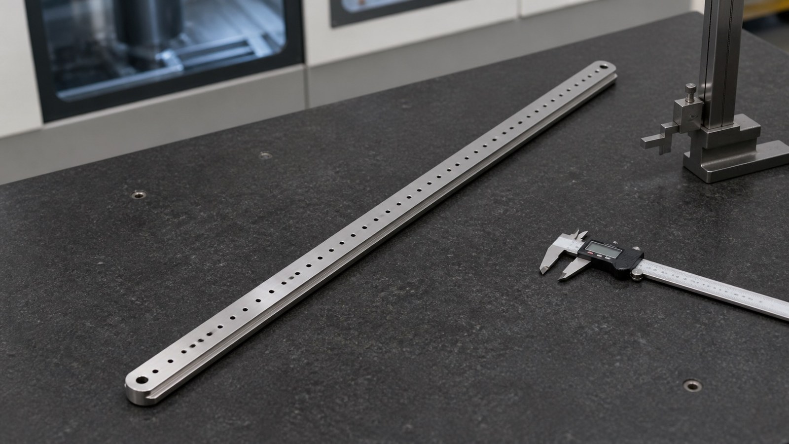 CNC Machining Review of a Long Guide-Rail Adapter Plate for Automation Fixtures: Hole-Row and Assembly Verification