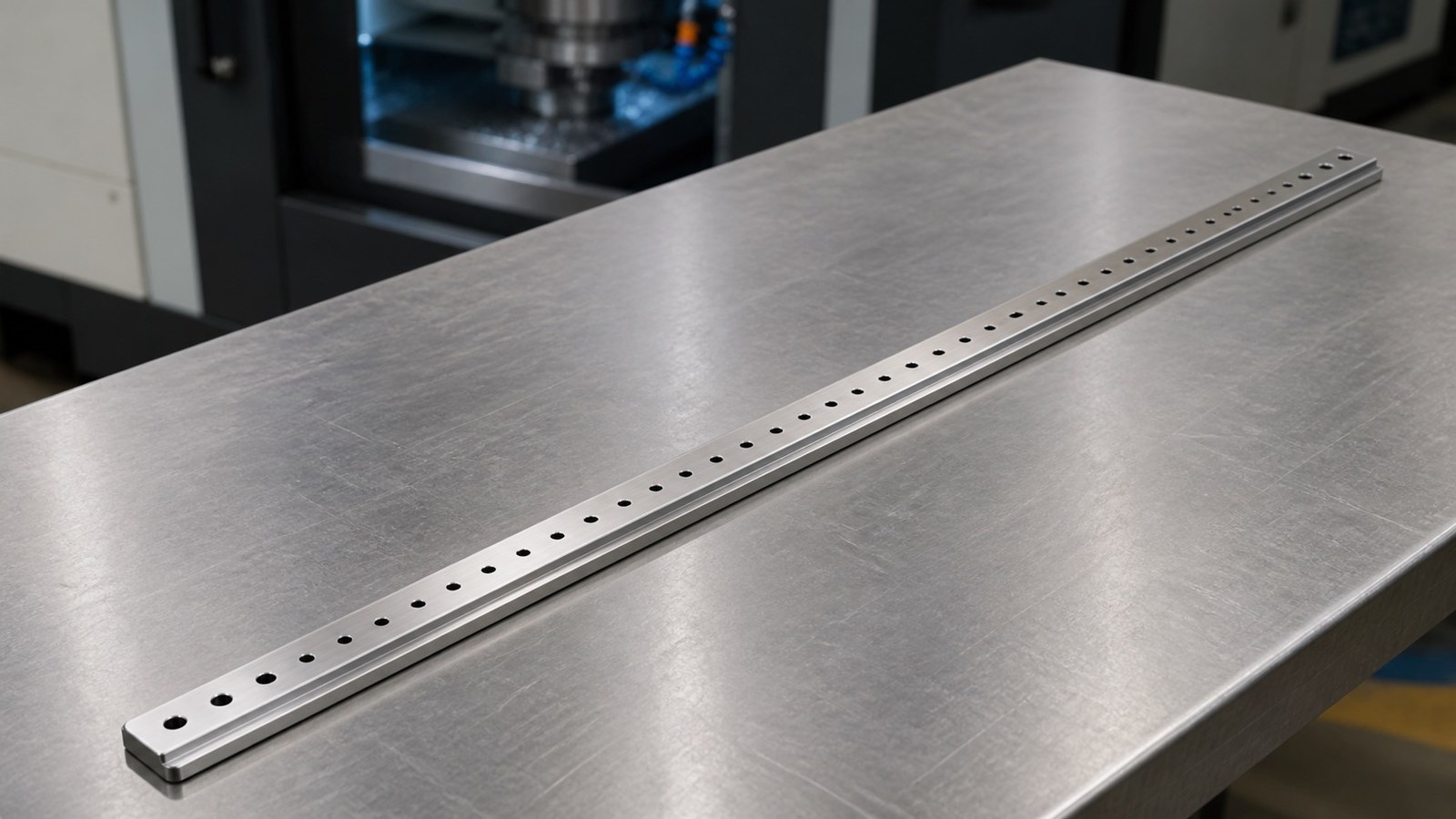 CNC Machining Review of a Long Guide-Rail Adapter Plate for Automation Fixtures: Hole-Row and Assembly Verification