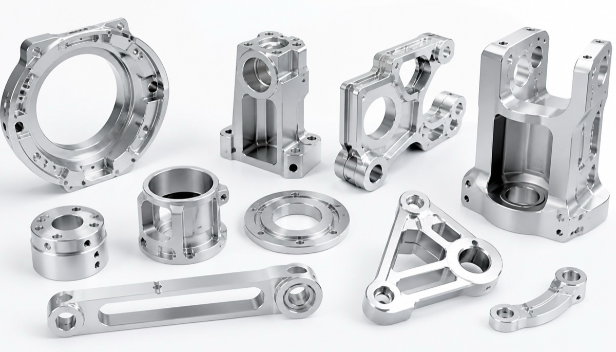 Assorted aluminum robot components made from 6061 and high-strength alloys