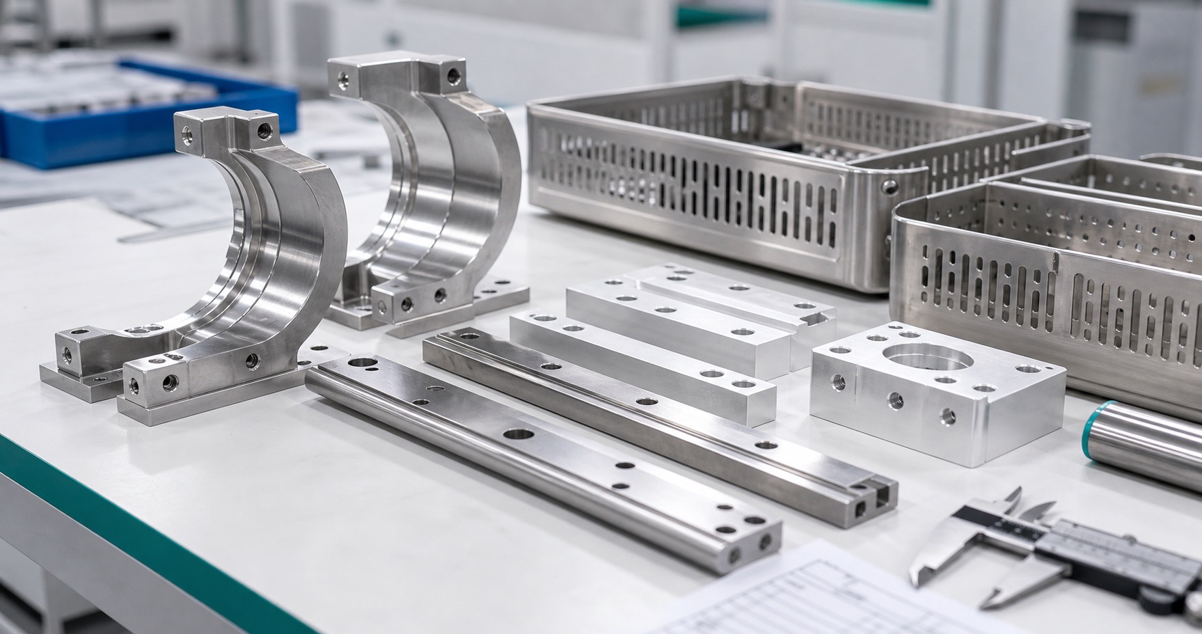 CNC Machining Medical Sterilization Equipment Parts: Stainless Steel Rails, Brackets and Trays
