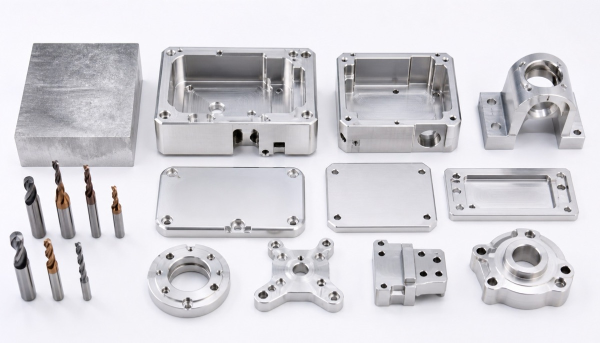 CNC machined parts, tools and raw material used to explain quotation structure