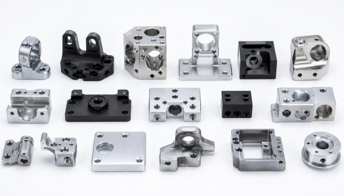 Custom machined parts representing different quotation requirements