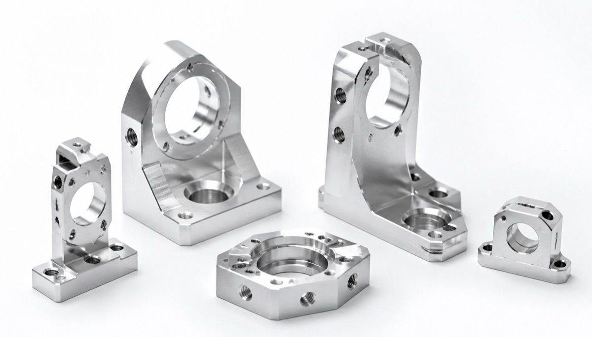 Precision machined optical brackets with locating holes and mounting faces
