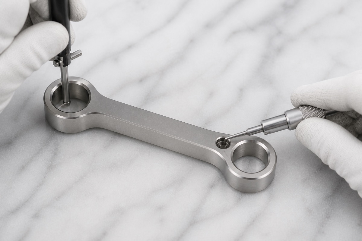 Inspection of bearing bores and small end hole on a TC4 short ankle link