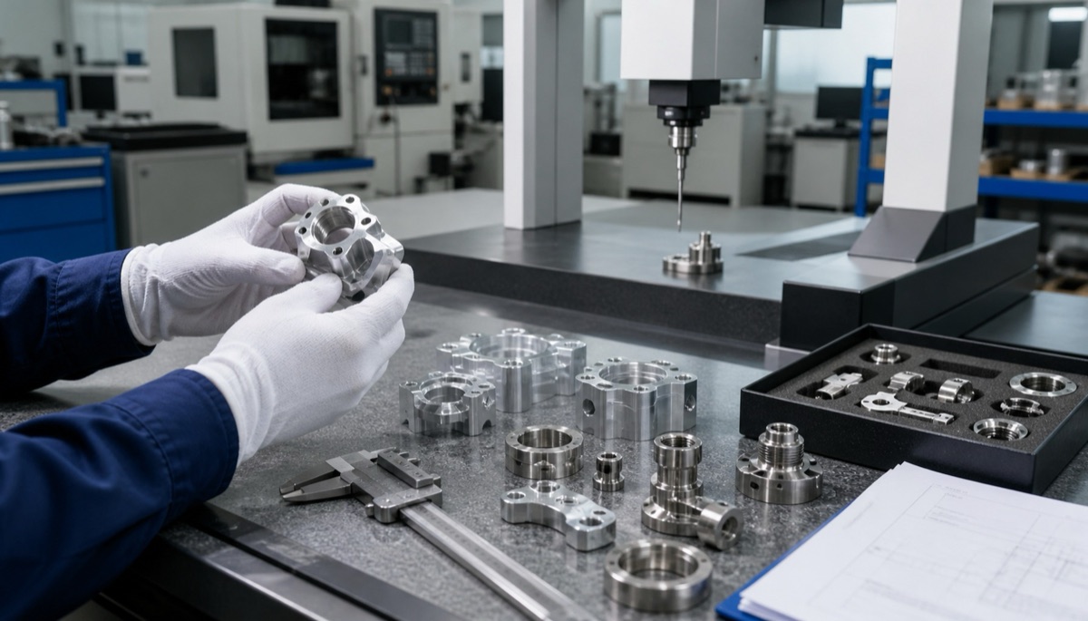 Inspection and review of small-batch machined parts before delivery