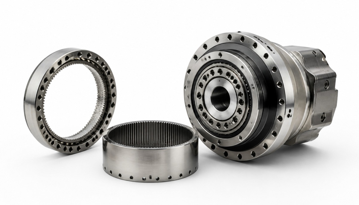 Rigid spline and flexspline components for harmonic drive assembly