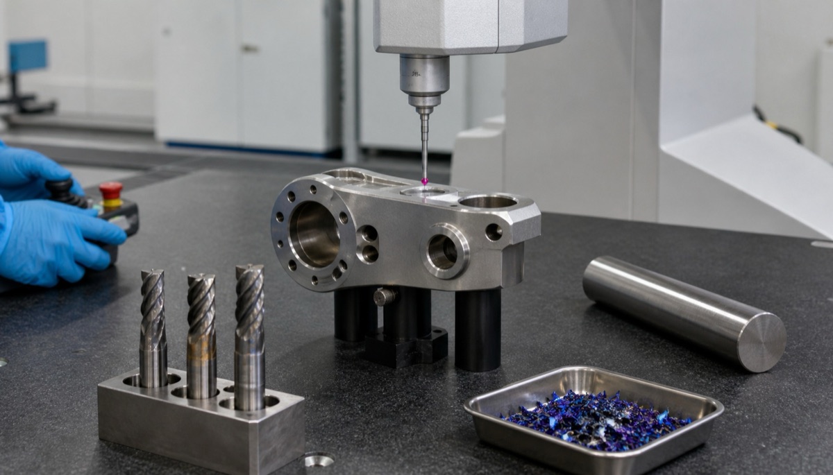 Inspection of TC4 titanium robot part after precision machining