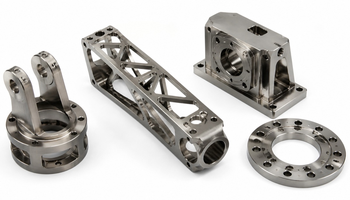 Examples of TC4 titanium robot parts for joints brackets and flanges