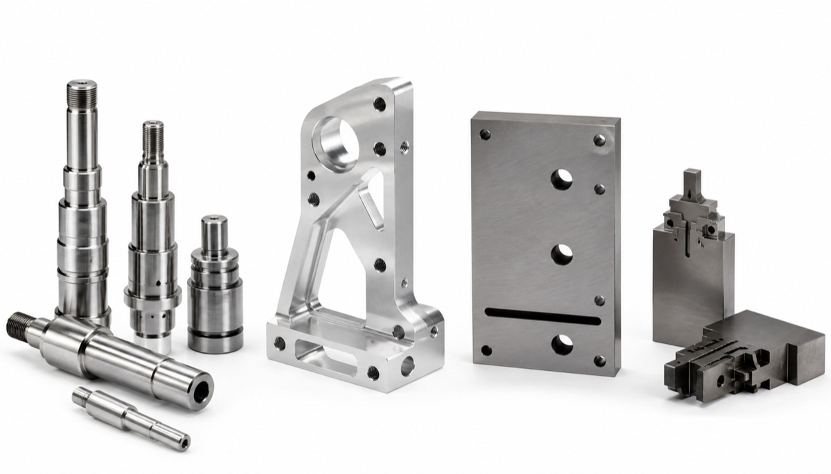 Examples of turned shafts milled brackets plates and small precision parts