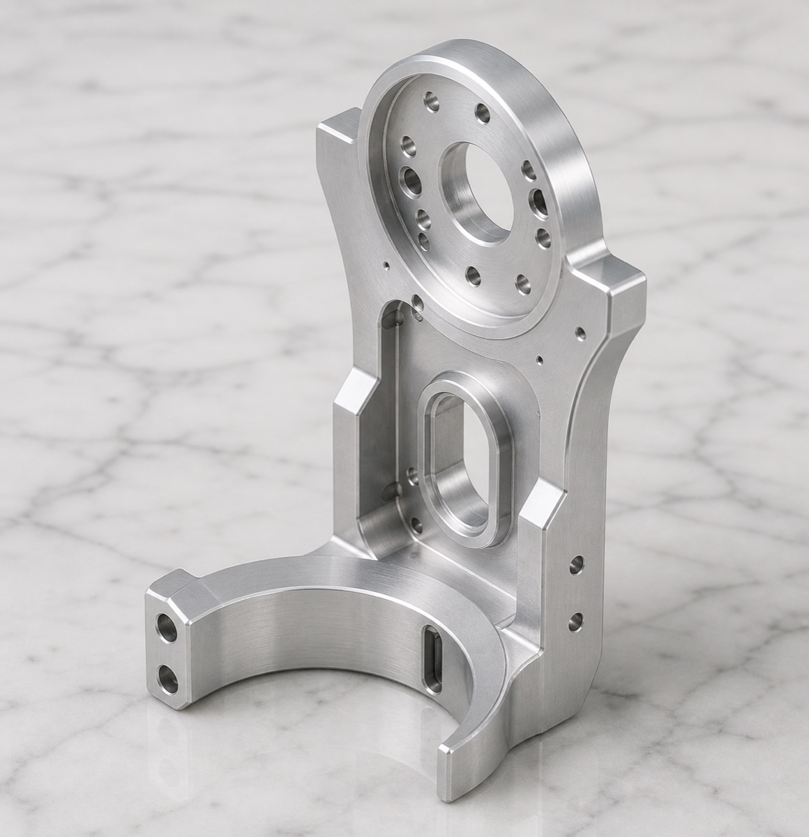 Robot Arm Vertical Fixed Flange Machining Case Study: 6061-T6 Upright Ring and Bottom Arc Seat Control