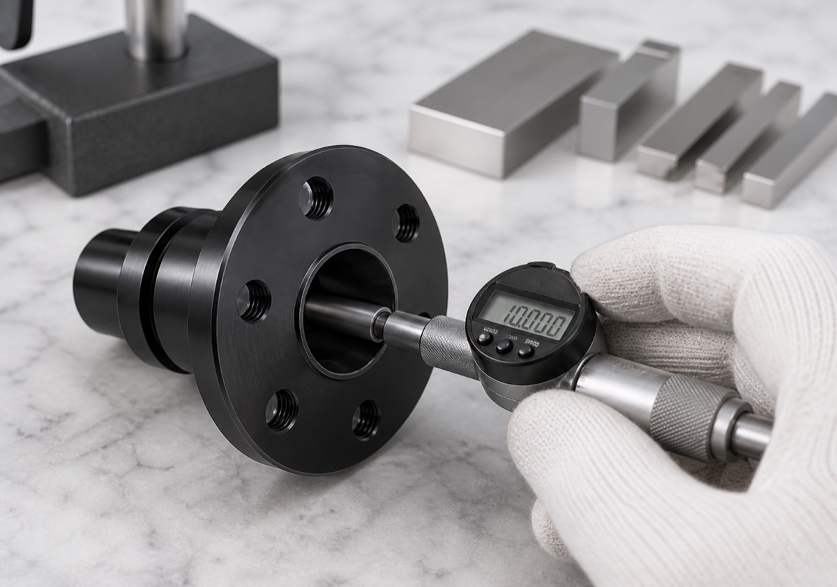 Micrometer inspection of SUS304 precision pin shaft shoulder and end-face features