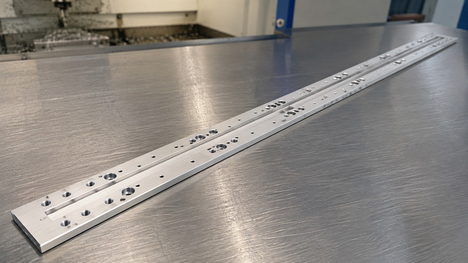 Machining Plan for a Long Aluminum Slide-Rail Mounting Plate in Custom Automation Equipment: Hole-Slot Alignment and Burr Control