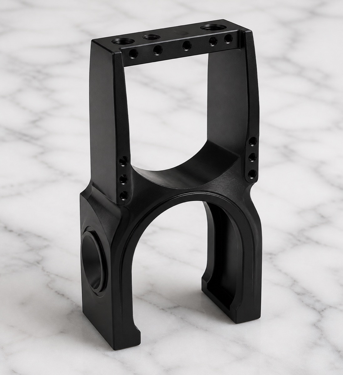 6061 black anodized robot third-axis U bracket module seat with arc support surface and side holes