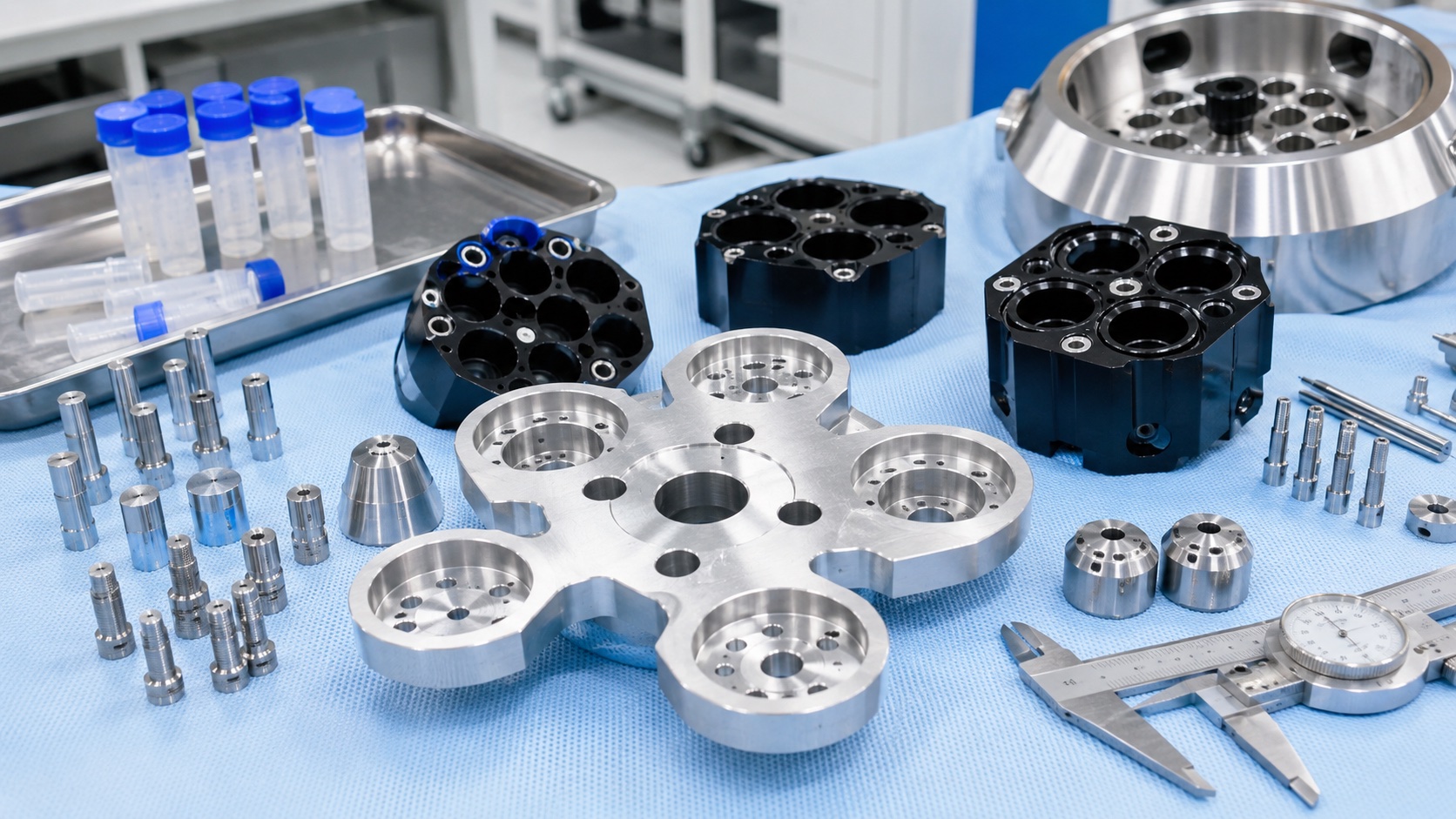 CNC Machining Medical Centrifuge Components: Rotor Adapters, Sample Bucket Carriers and Balance Fixtures