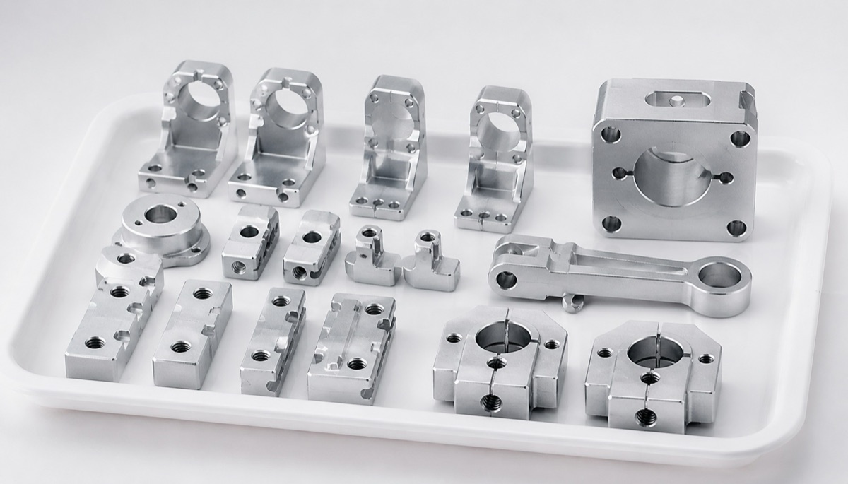 Small-batch custom CNC parts staged for delivery