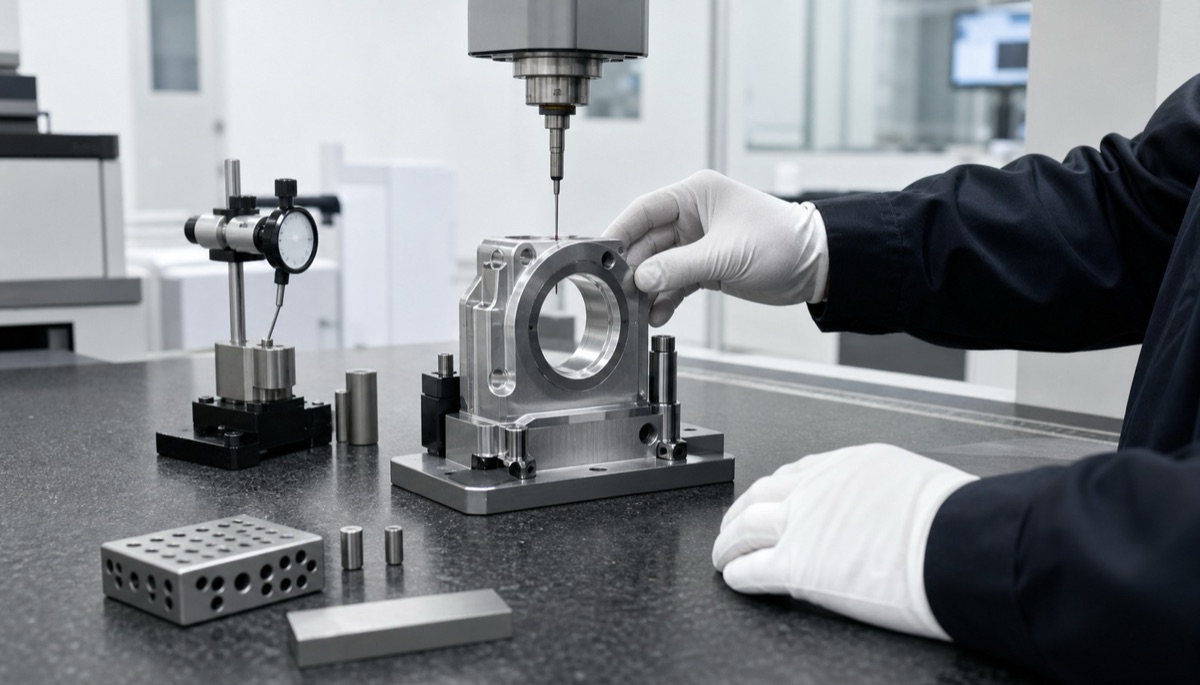 CMM inspection of an optical housing datum and bore pattern