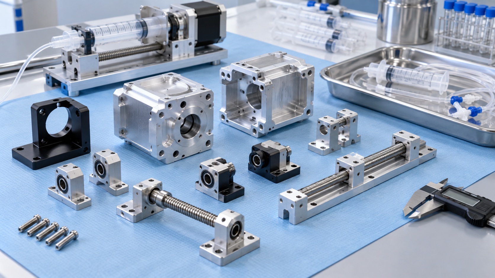 CNC Machining Medical Syringe Pump Drive Components: Gearbox Housings, Lead Screw Supports and Motor Mounts