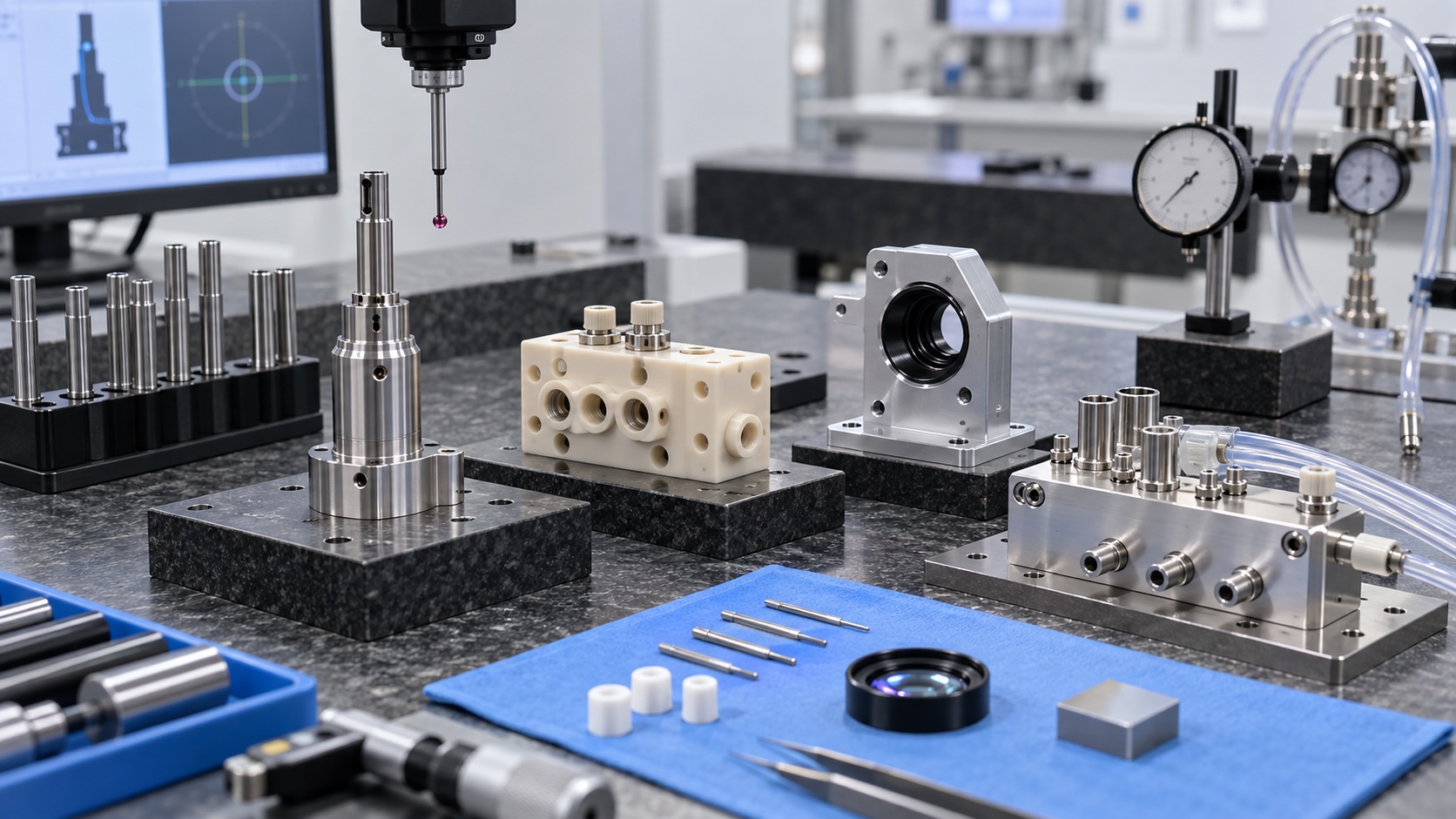 Inspection of micro bores, probe alignment, sealing faces and manifold ports